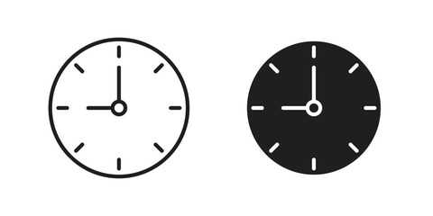 Clock nine icon set. Outline symbol editable.