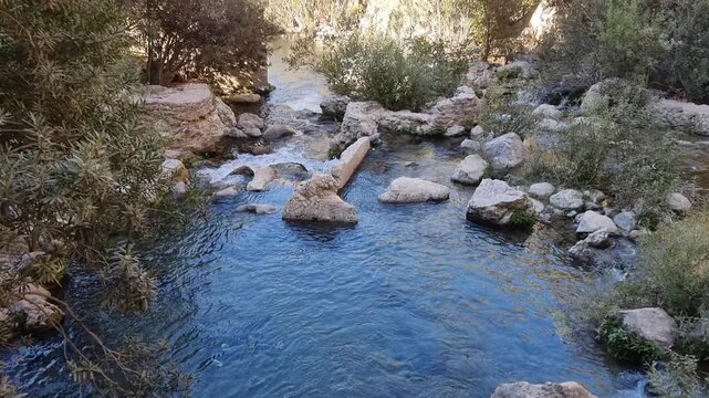 Stunning landscapes of Akchour Natural Park, Chefchaouen, Morocco. Majestic waterfalls, crystal waters, and lush nature, perfect for hiking, adventure, and eco‑travel footage.