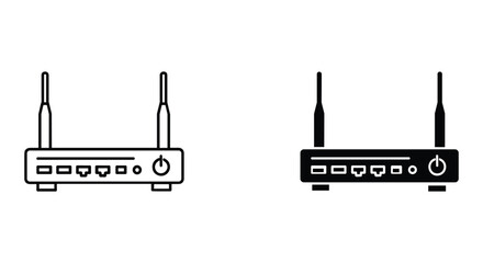 Wi-fi router line and glyph icon set. wireless internet modem network device symbol for modern web and app design.