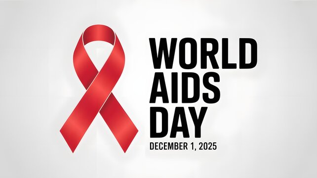 World aids day 2025 red ribbon on clean background for awareness