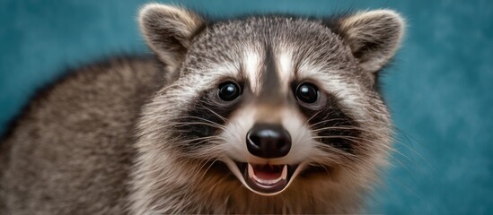 Obraz premium Close-up of a Raccoon with its mouth open and tongue out.