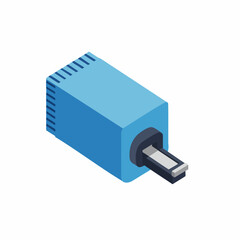 Isometric Detail Electronic Fiber Optic Transceiver Module Illustration