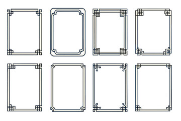 Ornamental rectangular borders set with geometric corner designs and vintage aesthetic