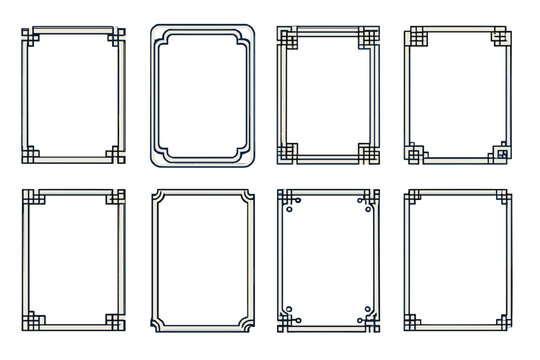Ornamental rectangular borders set with geometric corner designs and vintage aesthetic
