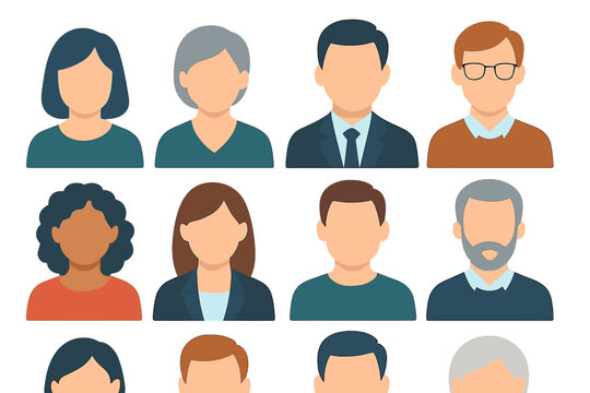 Diverse set of faceless profile icons showing different ages, genders, and professional roles