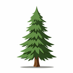Simple Flat Illustration of a Green Spruce Tree Plant Element