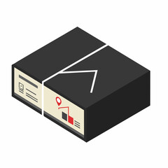 Isometric Detailed Box Delivery Package with Fragile Sticker Illustration