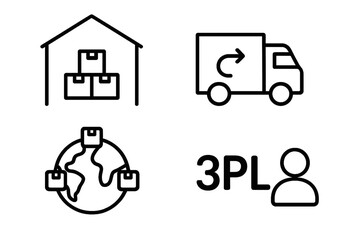 Logistics concept icons that represent supply chain management.