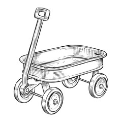 toy wagon vector line art hand drawn illustration © Garage graphic.std