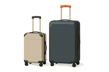 Contemporary hard-shell luggage set featuring large dark suitcase and small beige carry-on bag