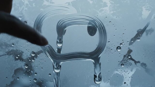 Drawing a Sad Face on Foggy Window During Rainy Day