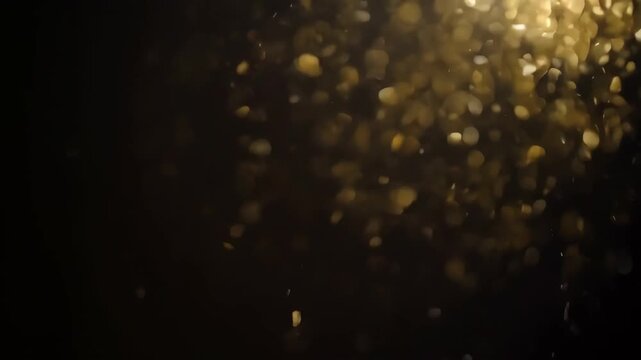 Shimmering Dust Particles On Black Bokeh Background.