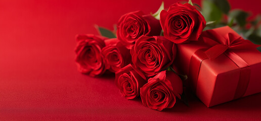 A lovely Valentine's Day card rests beside a bouquet of vibrant red roses, symbolizing love Generative AI