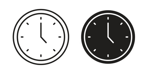 Clock-five icon flat and stroke collection for ui ux work.
