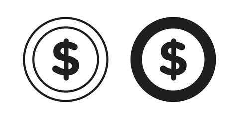 Coin icon flat and stroke collection for ui ux work.