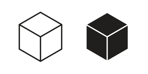 Cube icon flat and stroke collection for ui ux work.