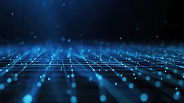 Dark background with blue abstract lines and dots, ideal for technology networks, digital themes, and connectivity concepts.