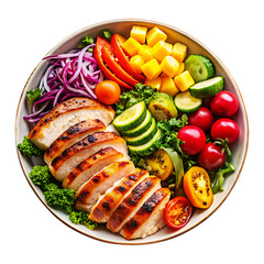 Grilled Chicken and Veggies Meal Prep Bowl Graphic – Transparent Background.