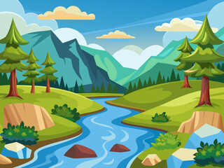 creek vector illustration