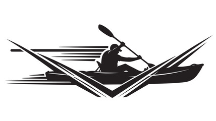 Kayak adventure awaits with this dynamic sportsman silhouette, perfect for travel blogs and outdoor recreation marketing that captures the thrill of water sports
