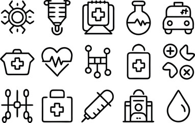 Medical and healthcare icons set for modern digital design