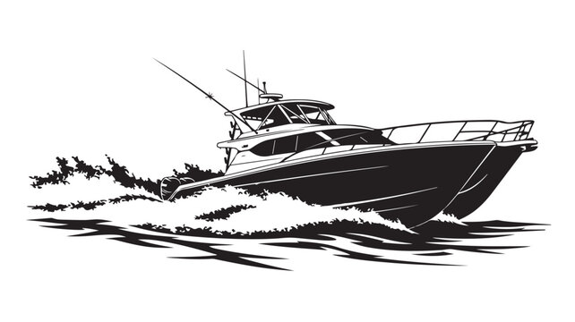 Experience the Thrill of Deep Sea Fishing Aboard a Powerful Sport Fishing Boat Cutting Through the Waves, Ideal for Sport Fishing Enthusiasts and Coastal Adventures