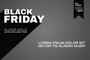 Fototapeta premium Black friday promotional banner design featuring bold typography a dark color scheme and a sale announcement
