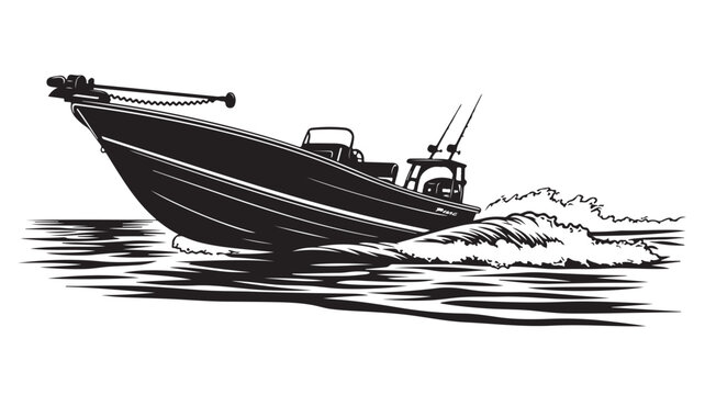 Powerful fishing boat cutting through choppy water, ready for a day of angling adventure and outdoor fun, perfect for nautical themes, marine adventures and angling enthusiasts