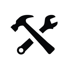 🛠️ Simple Silhouette Icon of Crossed Hammer and Wrench Tools