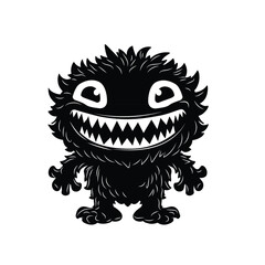 Furry Frenzy Chomping Black Monster Mascot silhouette