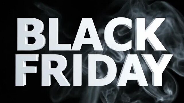A bold black friday text with smoke effect against a dark background for promotional marketing and advertising black friday sale - Powered by Adobe