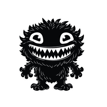Furry Frenzy Chomping Black Monster Mascot silhouette