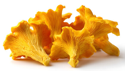 Fototapeta premium Isolated yellow chanterelles on a white background.