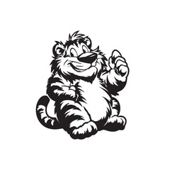 Stripes and Smiles Cheerful Tiger Mascot Waving silhouette
