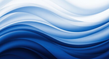 Abstract flowing waves of deep blue and white with smooth gradient transitions
