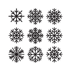 Vector snowflake icon set winter symbol cold weather icon frost graphic isolated on white background
