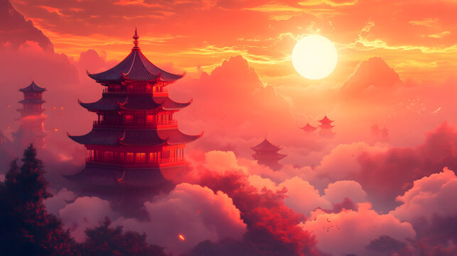 Precious Pagoda Reaching the Sky - Powered by Adobe