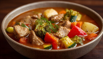 Homemade pork stew with vegetables