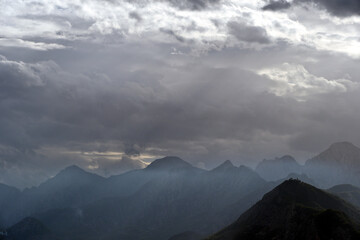 Mountain landscape with clouds and blue sky. Antalya, Türkiye