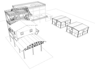 3D illustration of industrial project