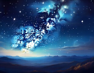 serene night sky filled with distant stars sparkling against a deep blue canvas of celestial wonder