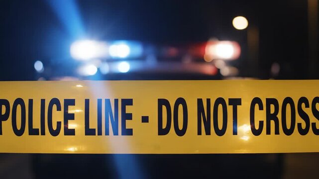Police Tape Restricts Access During a Night Investigation
