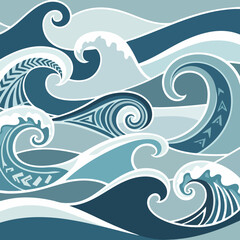 Ocean Waves Vector Illustration