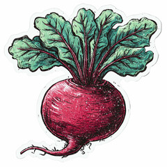 Beetroot with Green Leaves Illustration