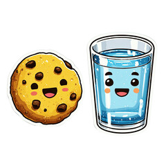 Cute Cookie and Glass of Water