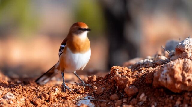 Rufous brown bird on ground profile wildlife birdwatching avian photography