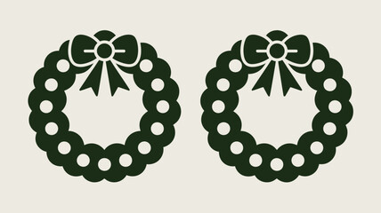 Festive holiday cheer with classic green wreaths and bows, perfect for seasonal greetings and winter celebrations, warm and inviting design element