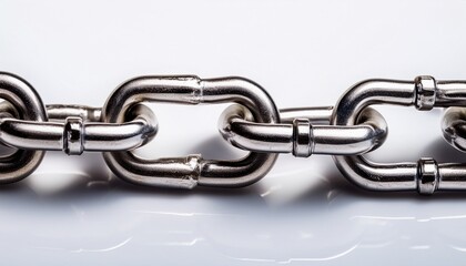 Obraz premium ultra quality image of interlocked metallic chain on white background a closeup study of texture strength and connection