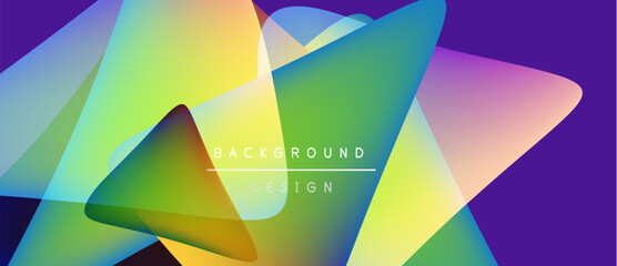 Abstract colorful shapes overlap. Gradient hues blend, creating vibrant visual effect. Text reads background design. Modern, dynamic composition.