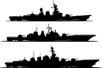 Obraz premium Warship navy silhouette vector illustration